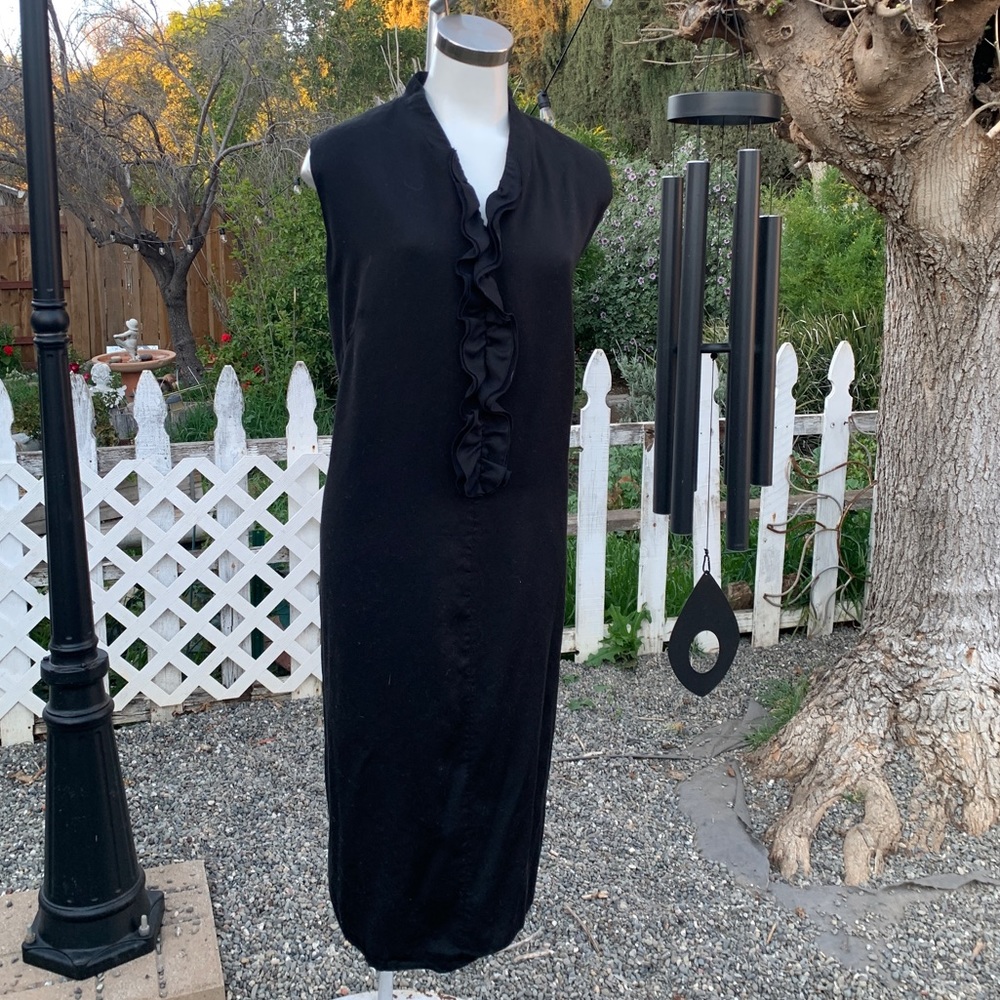 CLIFFORD & WILLIS Black Sleeveless Wool Blend Ruffle Dress Lined Plus Sz 24W